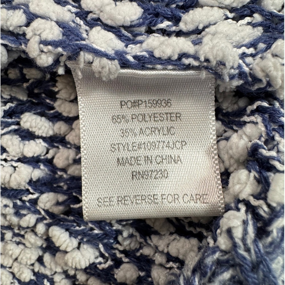 Almost Famous Womens Blue White Popcorn Knit Hoodie Sweater Small 109774JCP - Picture 3 of 4
